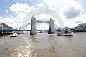 Tower Bridge London, and paddle steamer on the river thames